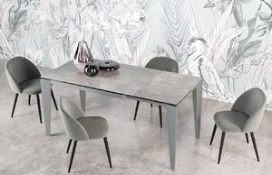 Světle šedá sametová jídelní židle Miotto Bressio s kovovou podnoží