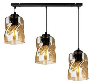Light for home - Moderní závěsné svítidlo na liště se skleněnými stínidly v medové barvě NIKI 2195/3 AMB, 3x60W, E27, Černá