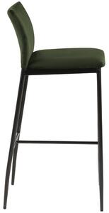 Scandi Zelená sametová barová židle Presley 75 cm