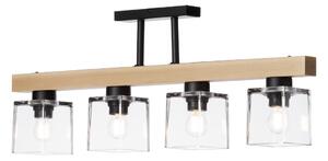 Light for home - Dřevěné stropní svítidlo "Rustic Radiance" 91430, 4x60W, E27, černá, přírodní buk
