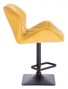 LuxuryForm Barová židle MILANO VELUR na černé podstavě - žlutá