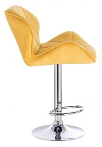 LuxuryForm Barová židle MILANO VELUR na stříbrné kulaté podstavě - žlutá