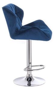 LuxuryForm Barová židle MILANO VELUR na stříbrné kulaté podstavě - modrá