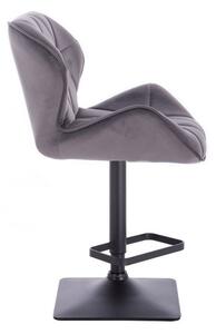 LuxuryForm Barová židle MILANO VELUR na černé podstavě - tmavě šedá