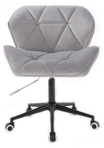 LuxuryForm Židle MILANO VELUR na černé podstavě s kolečky - světle šedá
