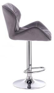 LuxuryForm Barová židle MILANO VELUR na stříbrné kulaté podstavě - tmavě šedá