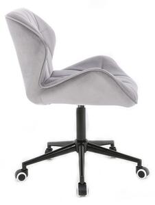 LuxuryForm Židle MILANO VELUR na černé podstavě s kolečky - světle šedá