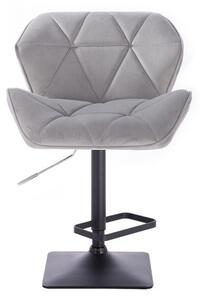 LuxuryForm Barová židle MILANO VELUR na černé podstavě - světle šedá