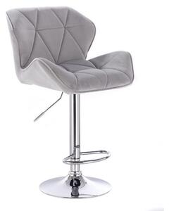 LuxuryForm Barová židle MILANO VELUR na stříbrné kulaté podstavě - světle šedá