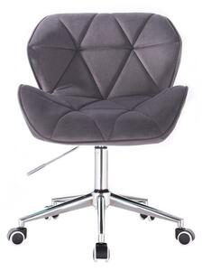 LuxuryForm Židle MILANO VELUR na stříbrné podstavě s kolečky - tmavě šedá
