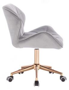 LuxuryForm Židle MILANO VELUR na zlaté podstavě s kolečky - světle šedá