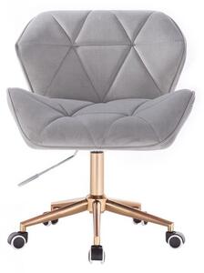 LuxuryForm Židle MILANO VELUR na zlaté podstavě s kolečky - světle šedá