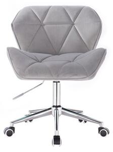 LuxuryForm Židle MILANO VELUR na stříbrné podstavě s kolečky - světle šedá