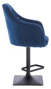 LuxuryForm Barová židle ROMA VELUR na černé podstavě - modrá