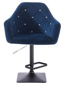 LuxuryForm Barová židle ROMA VELUR na černé podstavě - modrá