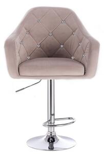 LuxuryForm Barová židle ROMA VELUR na stříbrném talíři - světle šedá