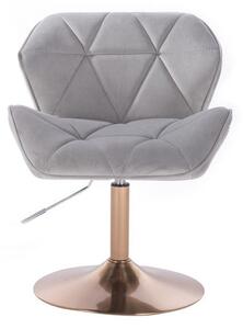 LuxuryForm Židle MILANO VELUR na zlatém talíři - světle šedá