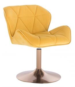 LuxuryForm Židle MILANO VELUR na zlatém talíři - žlutá