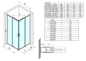 Gelco SIGMA SIMPLY BLACK čtvercový sprchový kout 800x800 mm, rohový vstup, Brick sklo