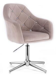 LuxuryForm DESIGN Křeslo ROMA VELUR na stříbrném kříži - světle šedé