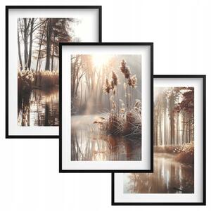Plakát v rámu Naklejkomania Tráva Jezero 43x99 cm, styl boho