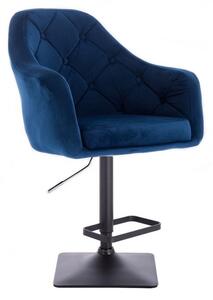 Barová židle ANDORA VELUR na černé podstavě - modrá