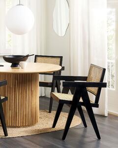 Dřevěná židle s ratanovým výpletem světlé dřevo/ černá WESTBROOK