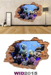 3D samolepka na zeď akvarium 1