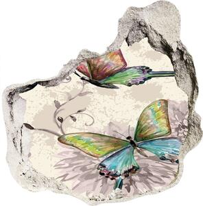 Díra 3D foto tapeta nálepka Motýli a květiny nd-p-90122536