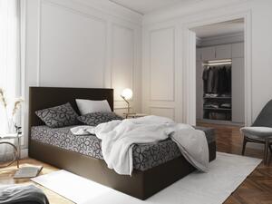 Manželská postel v eko kůži s úložným prostorem 140x200 LUDMILA - hnědá / šedá