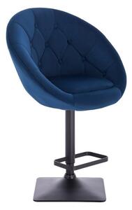 Barová židle VERA VELUR na černé podstavě - modrá