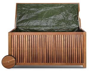 Casaria Zahradní úložný box s kolečky a rukojetí, akátové dřevo, 117 x 52 x 58,5 cm 102276