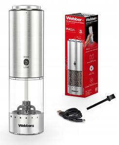 Akumulátorový mlýnek na koření / sůl / pepř Webber MK30 Stříbrný