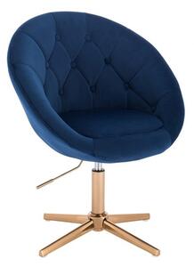 LuxuryForm DESIGN Křeslo VERA VELUR na zlatém kříži - modré