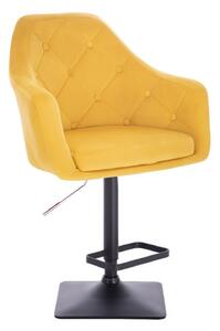 Barová židle ANDORA VELUR na černé podstavě - žlutá