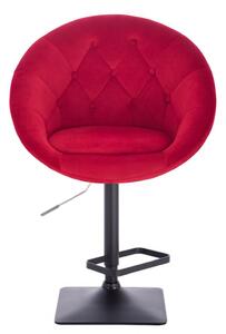 Barová židle VERA VELUR na černé podstavě - červená