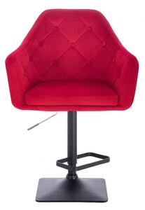 Barová židle ANDORA VELUR na černé podstavě - červená