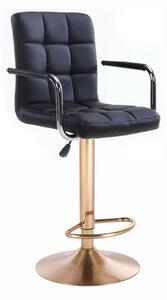 Barová židle VERONA na zlatém talíři - černá