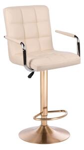 LuxuryForm Barová židle VERONA na zlatém talíři - krémová