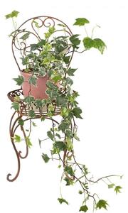 Hnědo-rezavý antik kovový stojan na květiny ve tvaru židle - 24*24*53 cm