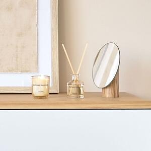 Kulaté kosmetické zrcadlo Kave Home Veida s jasanovým podstavcem 16,1 x 14 cm