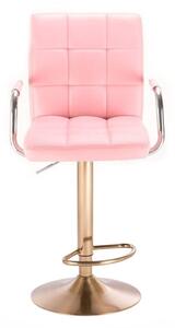LuxuryForm Barová židle VERONA na zlatém talíři - růžová