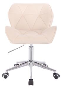 LuxuryForm Židle MILANO VELUR na stříbrné podstavě s kolečky - krémová