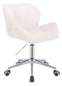 LuxuryForm Židle MILANO VELUR na stříbrné podstavě s kolečky - bílá