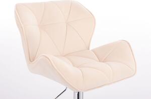 LuxuryForm Židle MILANO VELUR na stříbrné podstavě s kolečky - krémová