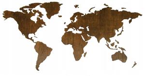 Obraz na zeď - Dřevěná mapa světa (Mapa světa dřevěná)