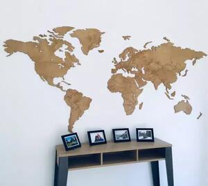Obraz na zeď - Dřevěná mapa světa CLASSIC KONFIGURÁTOR 6 mm (Dřevěná mapa na míru)