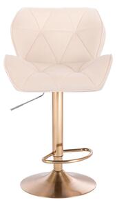 LuxuryForm Barová židle MILANO VELUR na zlatém talíři - krémová