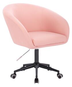 Židle VENICE na černé podstavě s kolečky - růžová