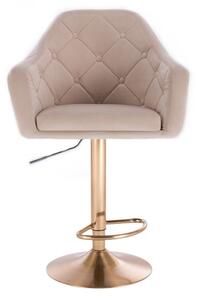 LuxuryForm Barová židle ANDORA VELUR na zlatém talíři - krémová